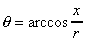 theta=arccos(x/r)